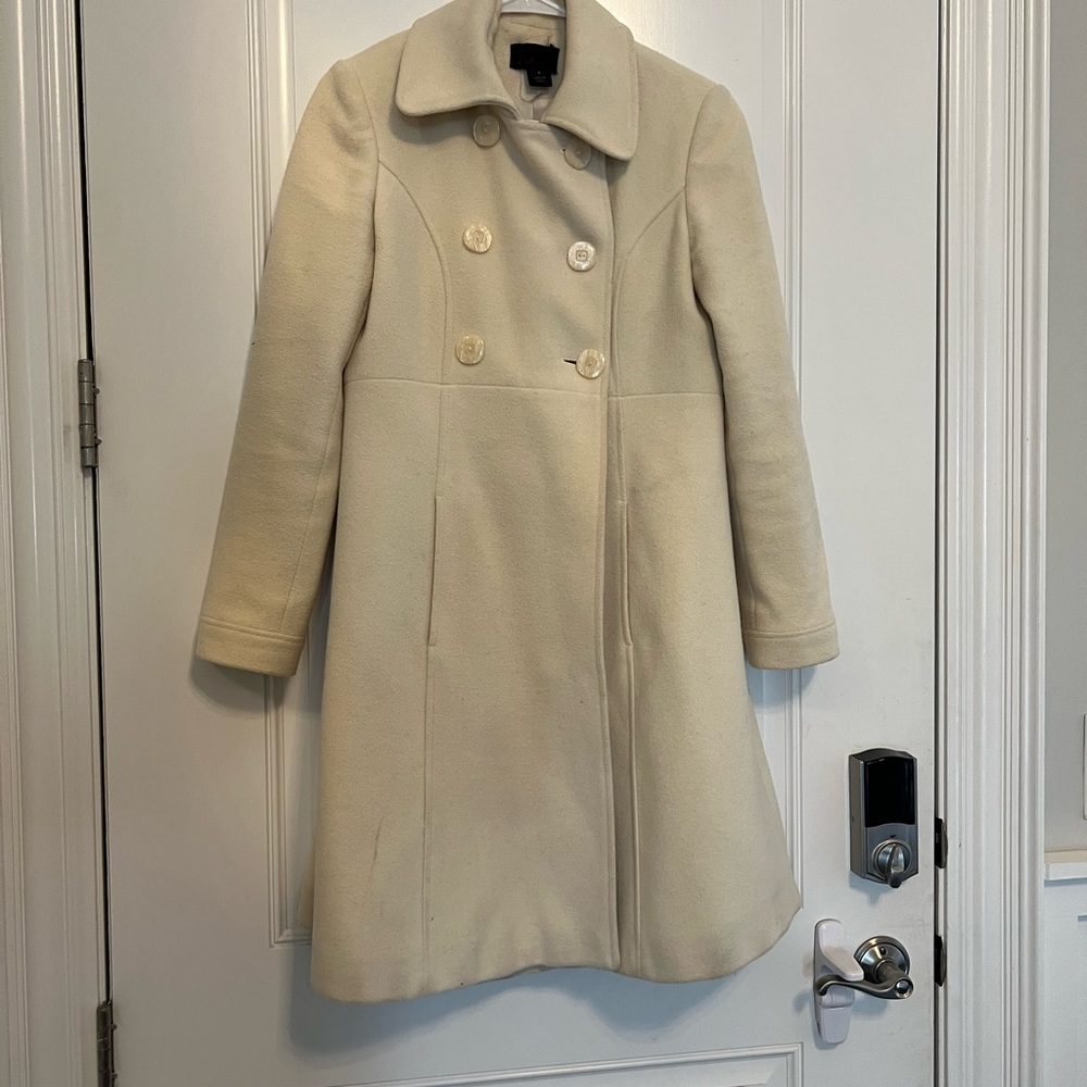Cream white wool pea coat. Via from Victoria’s Secret. Size 4